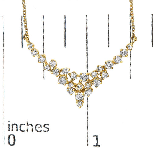 14K Yellow Gold 1/2 Cttw Diamond Scattered "V" Necklace (I-J Color, SI2-I1 Clarity) - 18" Inches