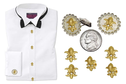 Fleur De Lis Tuxedo Shirt Studs: Diamonds in Sterling Silver