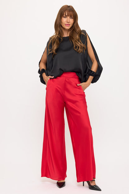 Satin Pants w/ Elastic Waist