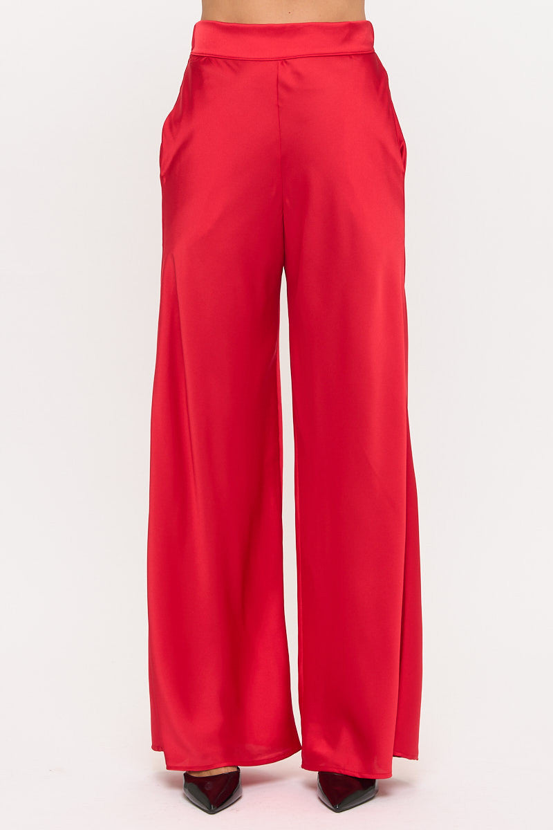 Satin Pants w/ Elastic Waist